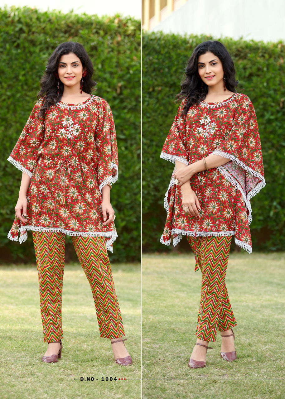 Rangjyot Eliza Kaftan Stylish Ethnic Wear Cotton Kurti With Bottom Collection